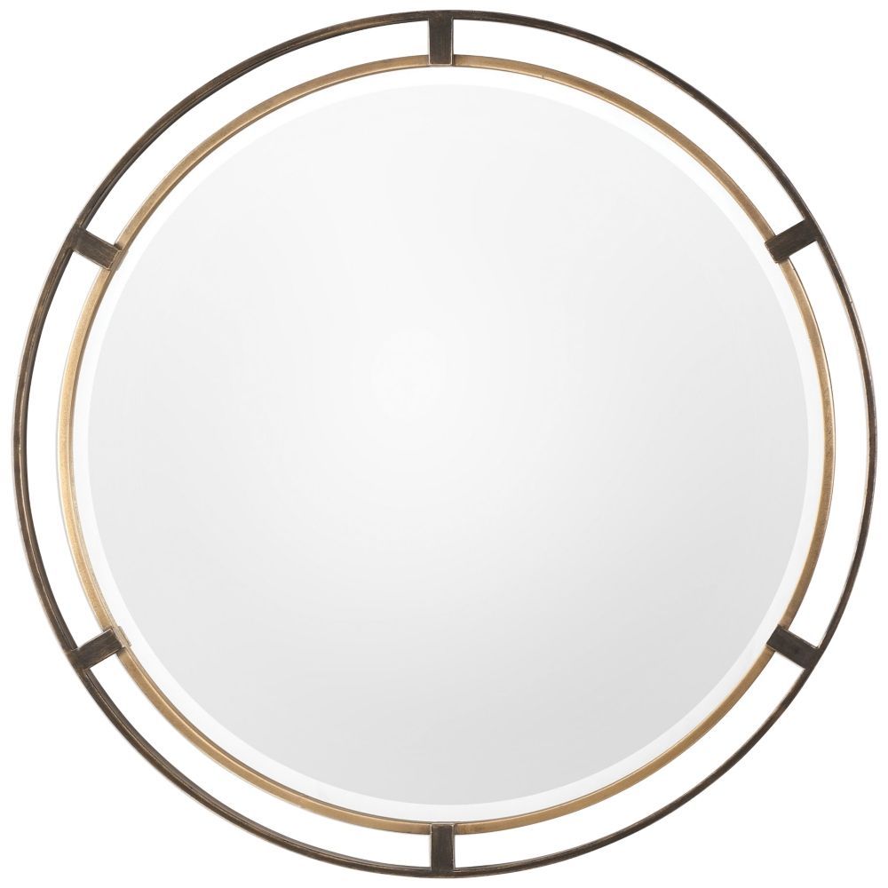 Carrizo Distressed Rustic Bronze 36 1/4" Round Wall Mirror – Style Intended For Distressed Black Round Wall Mirrors (View 9 of 15)