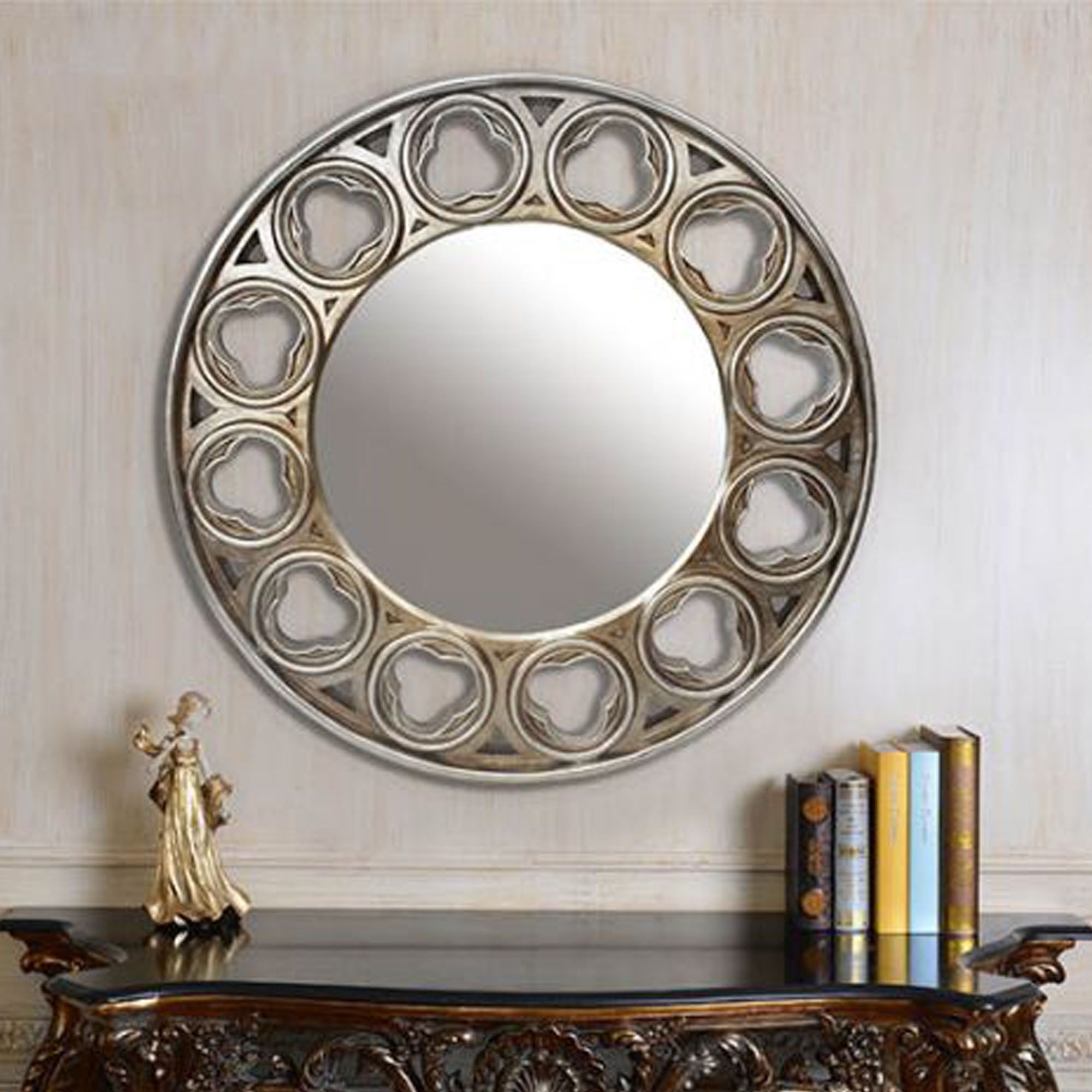 Celtic Round Mirror  Silver| Wall Mirrors | Contemporary Mirrors Within Scalloped Round Wall Mirrors (View 3 of 15)