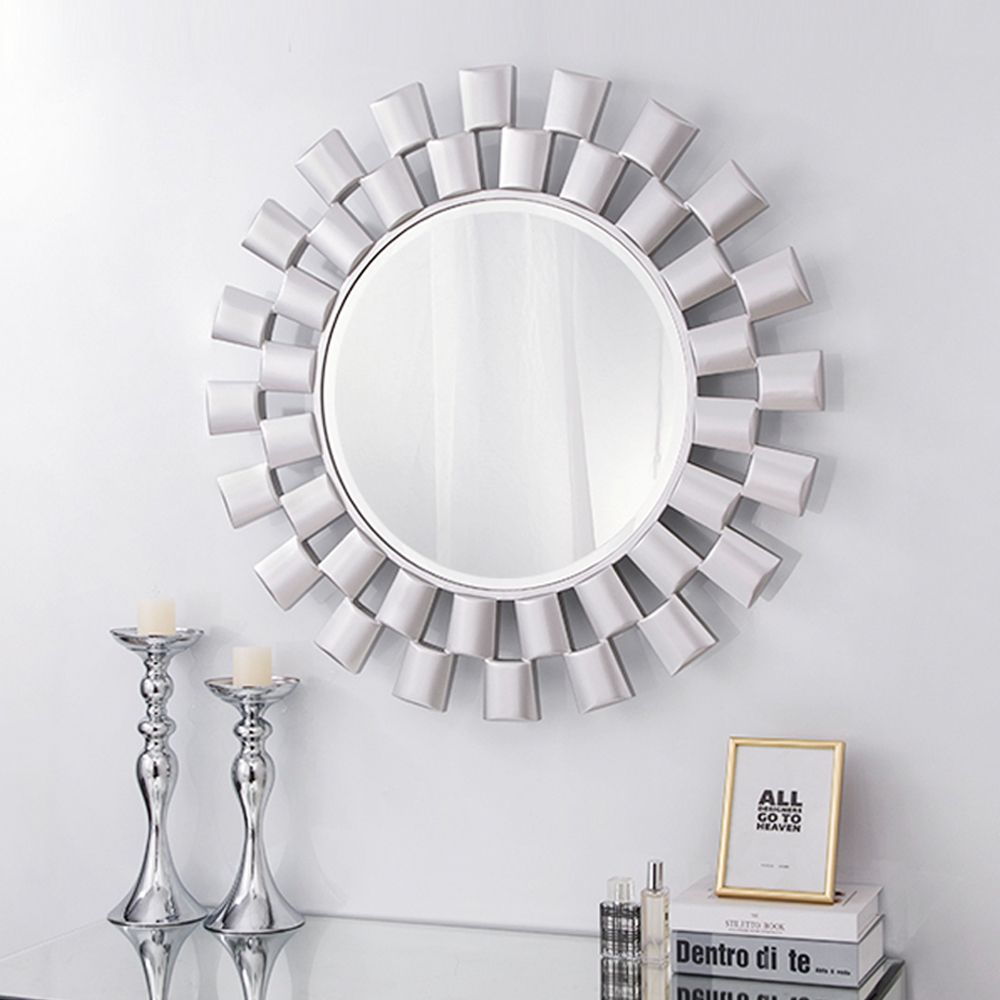 Chende Large 31.5'' Wall Mirror Round Decorative Mirror With Beveled For Uneven Round Framed Wall Mirrors (Photo 10 of 15)