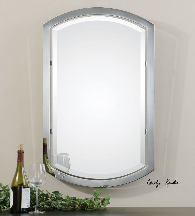 Chrome Bathroom Arched Metal Wall Mirror Large 37" Vanity 759526402231 In Arch Oversized Wall Mirrors (View 8 of 15)