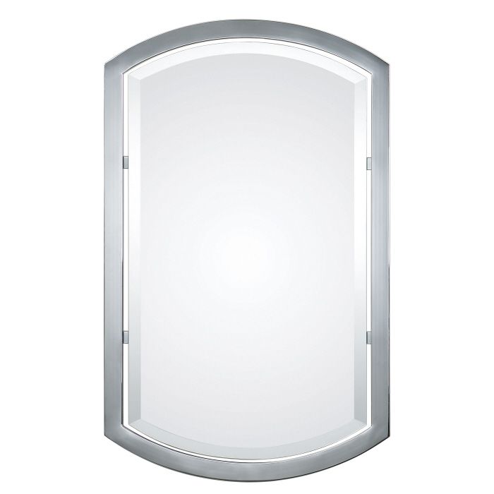 Chrome Bathroom Arched Metal Wall Mirror Large 37" Vanity 759526402231 Throughout Arch Oversized Wall Mirrors (Photo 11 of 15)