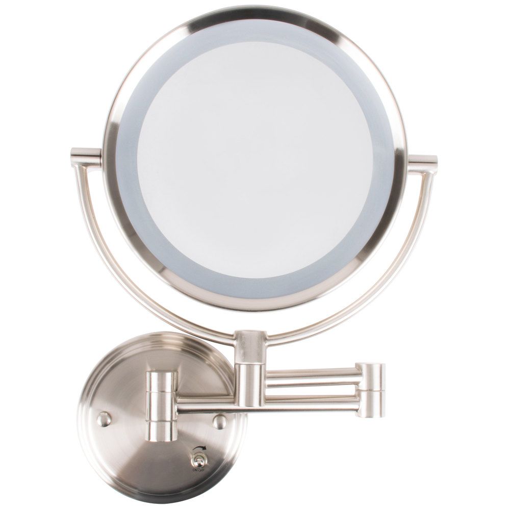 Conair Be11wd Wall Mount Mirror Lighted Brushed Nickel For Nickel Floating Wall Mirrors (View 12 of 15)