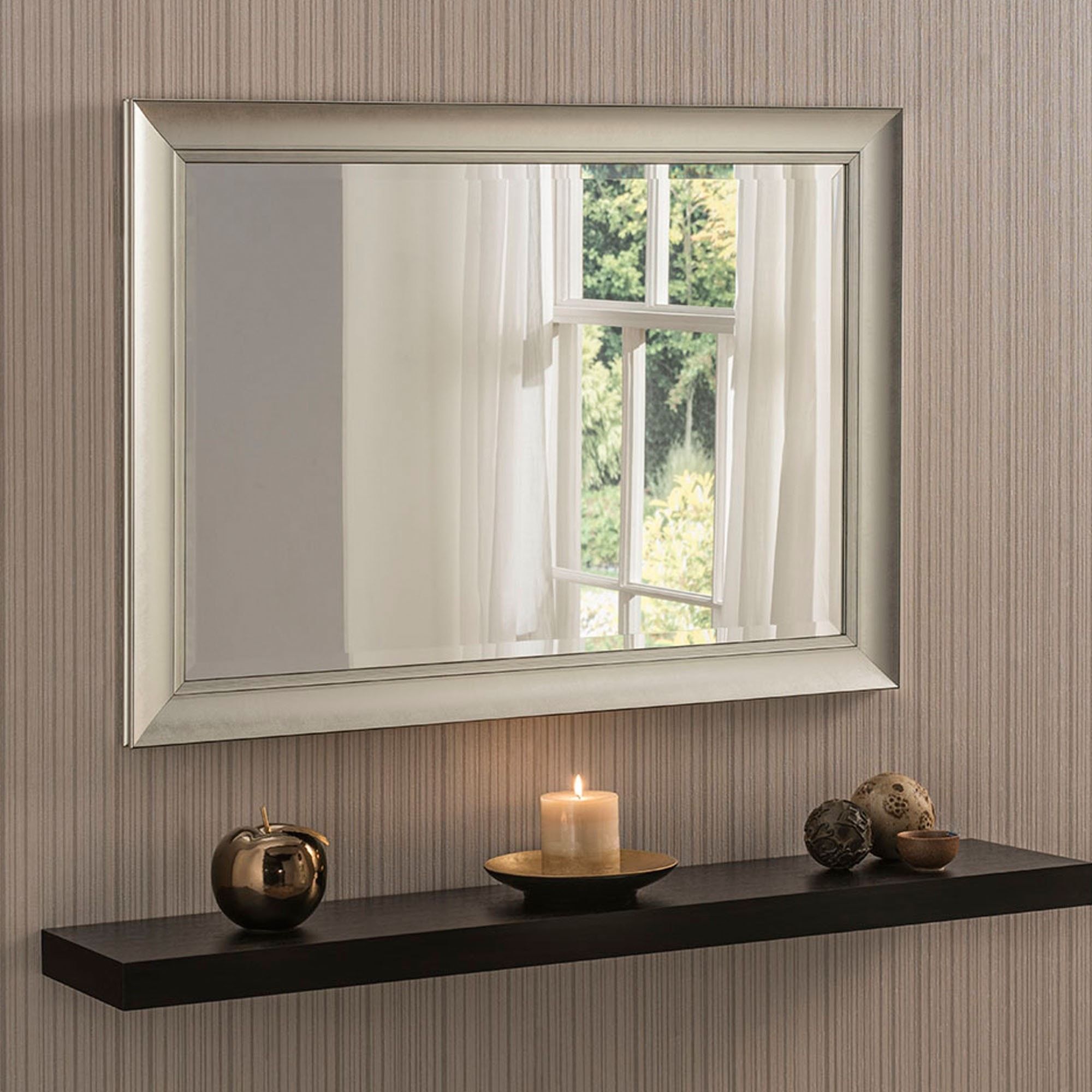 Contemporary Silver Beveled Wall Mirror | Wall Mirrors With Regard To Silver Metal Cut Edge Wall Mirrors (View 15 of 15)