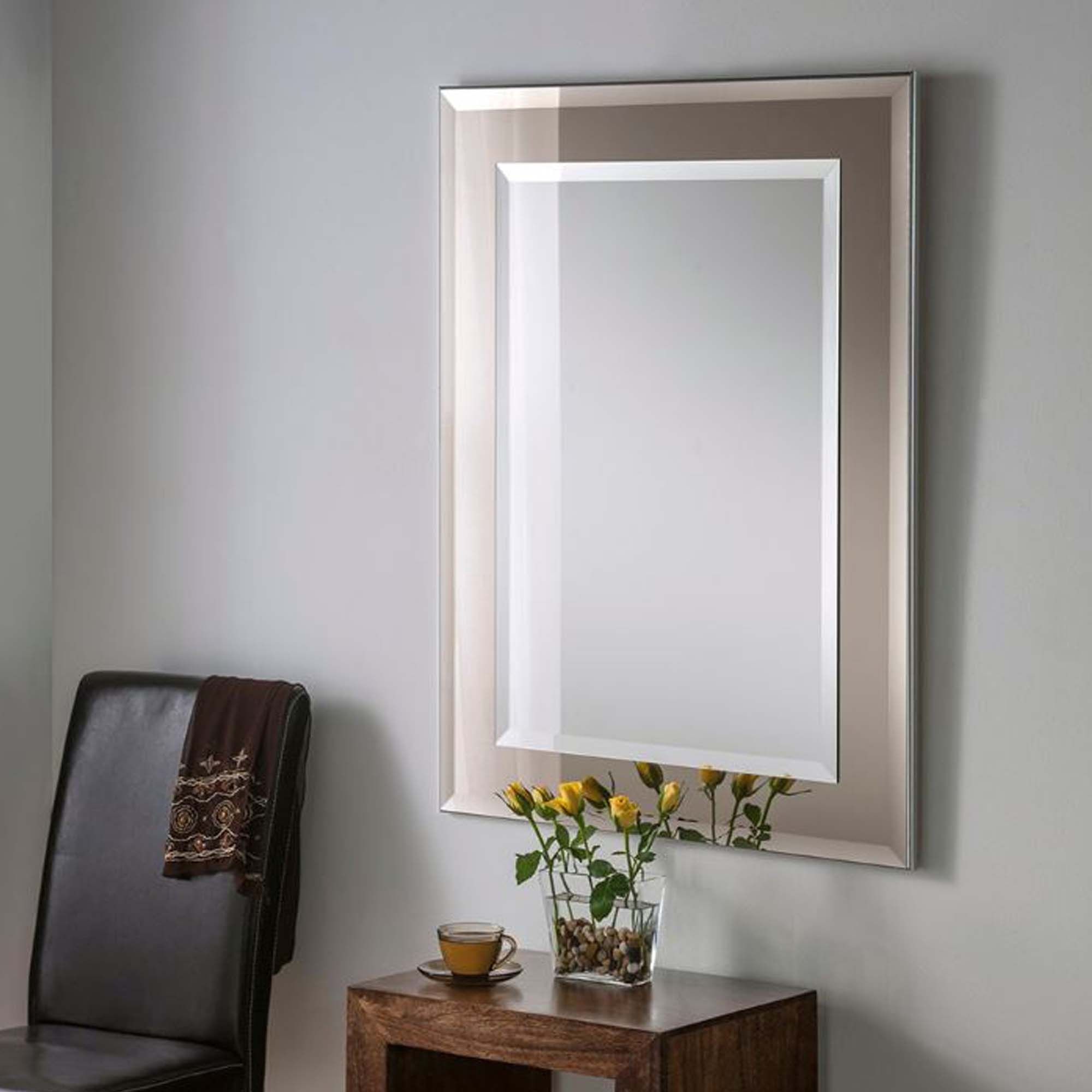 Contemporary Wall Mirror Bronze Rectangular Frame | Wall Mirrors With Regard To Black Beaded Rectangular Wall Mirrors (Photo 10 of 15)
