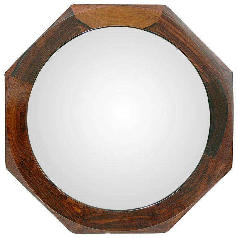 Danish Modern Rosewood Octagonal Mirror For Sale At 1stdibs Within Matte Black Octagonal Wall Mirrors (Photo 5 of 15)