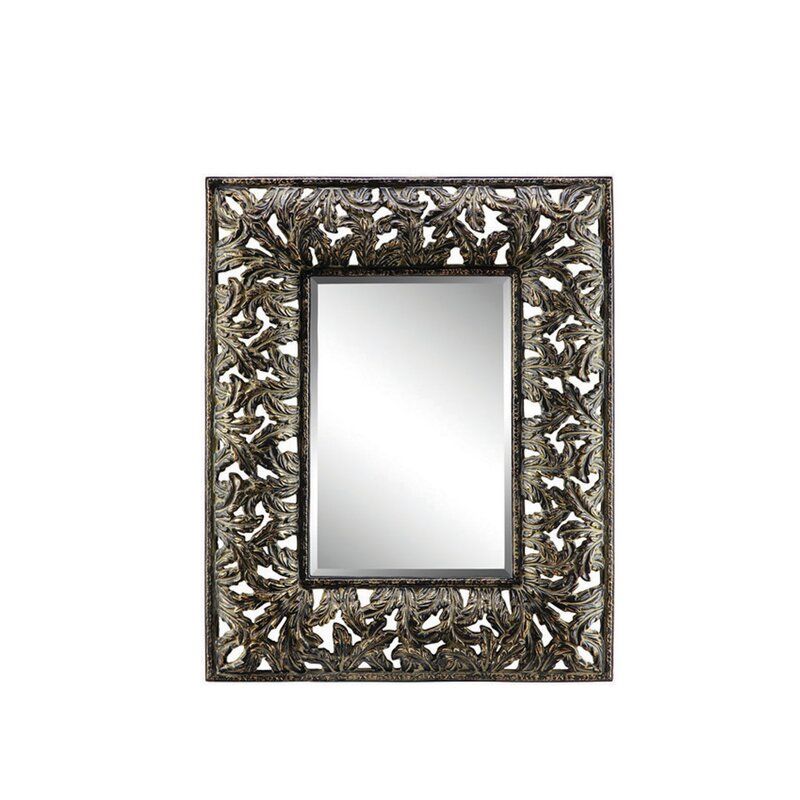 Darby Home Co Rectangle Black And Gold Wall Mirror | Wayfair For Gold Leaf And Black Wall Mirrors (View 12 of 15)
