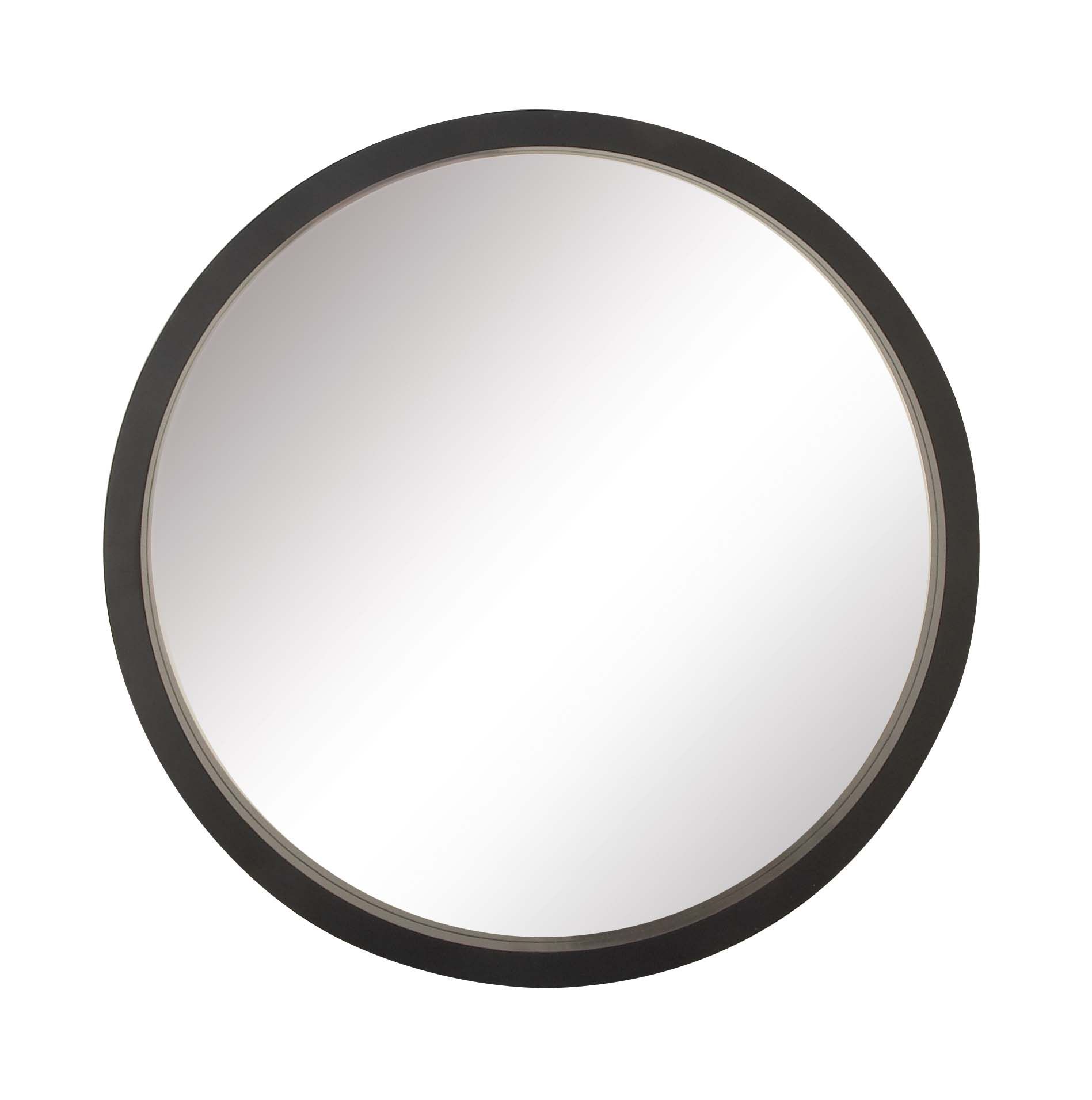 Decmode 32 Inch Contemporary Wooden Framed Round Wall Mirror, Black With Black Openwork Round Metal Wall Mirrors (Photo 1 of 15)