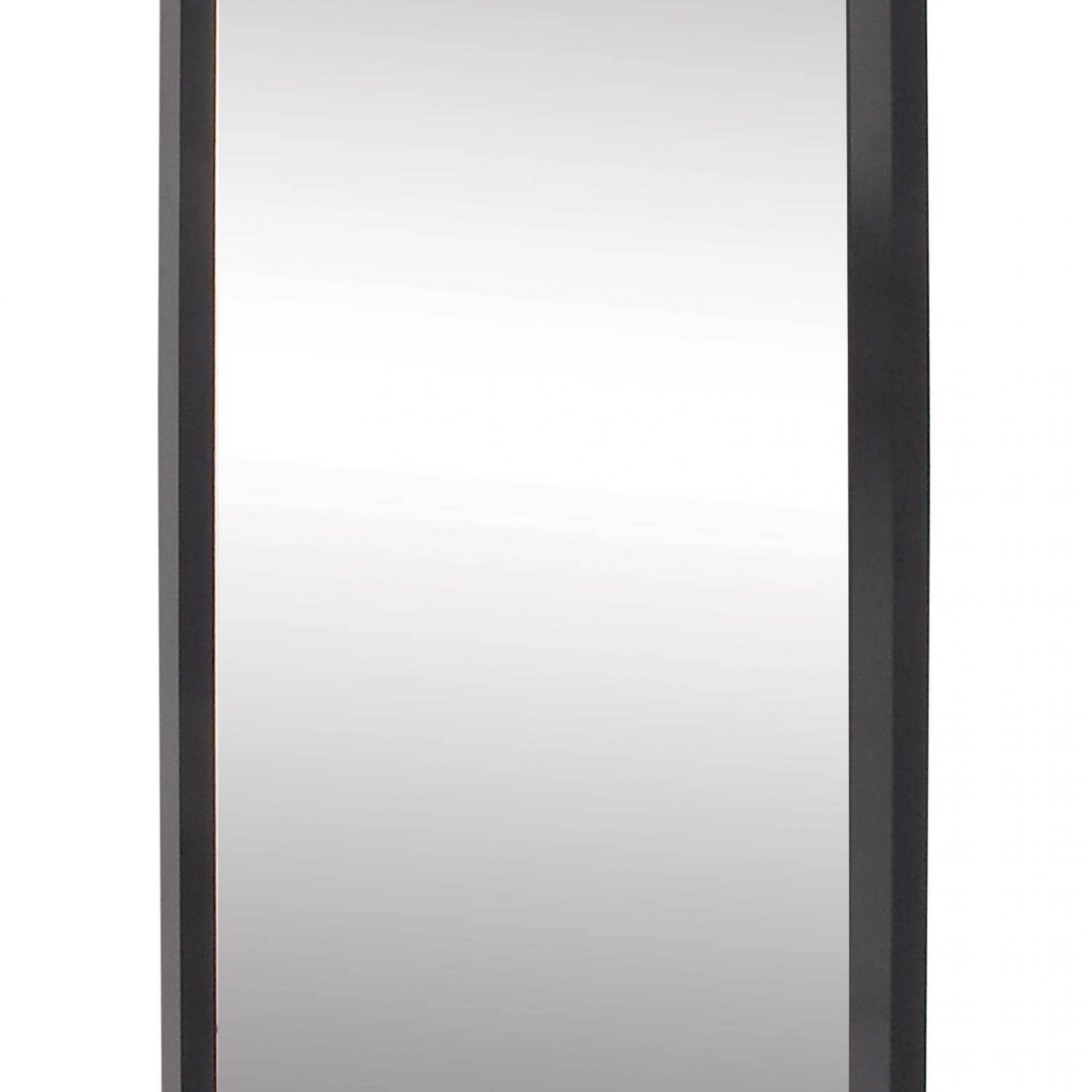 Decmode Contemporary 47 X 20 Inch Wooden Rectangular Wall Mirror, Black In Black Beaded Rectangular Wall Mirrors (View 8 of 15)