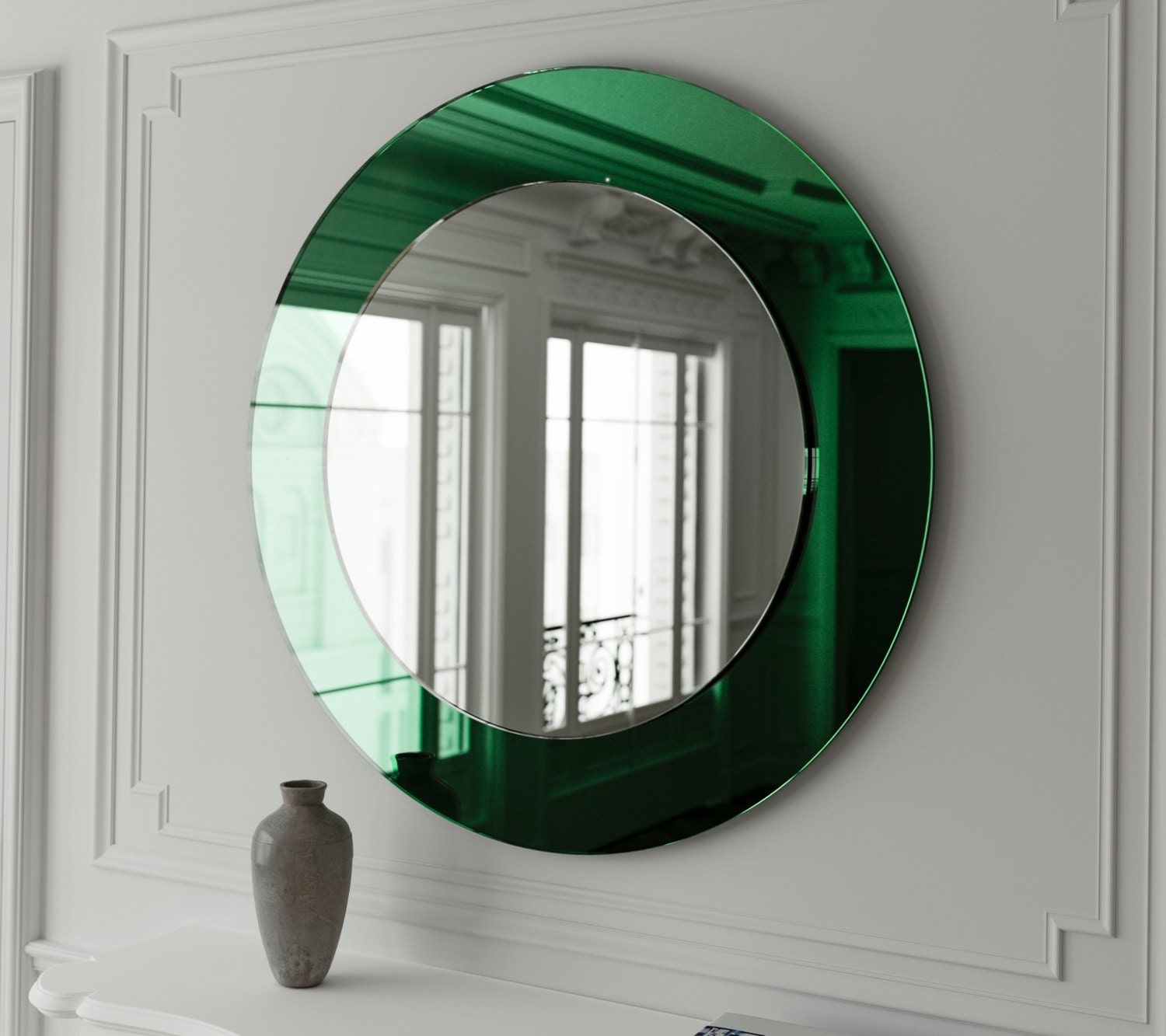 Deco Green Mirror. Art Deco Style Hanging Wall Mirror Made Intended For Blue Green Wall Mirrors (Photo 13 of 15)