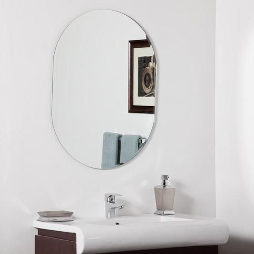 Decor Wonderland 23.6 In Oval Frameless Bathroom Mirror In The Bathroom In Frameless Cut Corner Vanity Mirrors (Photo 13 of 15)