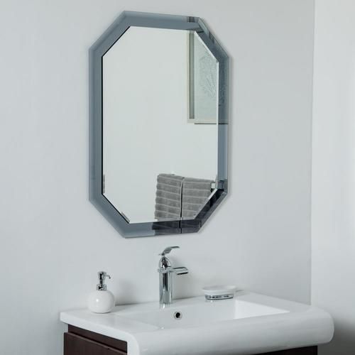 Decor Wonderland 23.6 In Silver Octagonal Frameless Bathroom Mirror In With Regard To Frameless Cut Corner Vanity Mirrors (Photo 10 of 15)