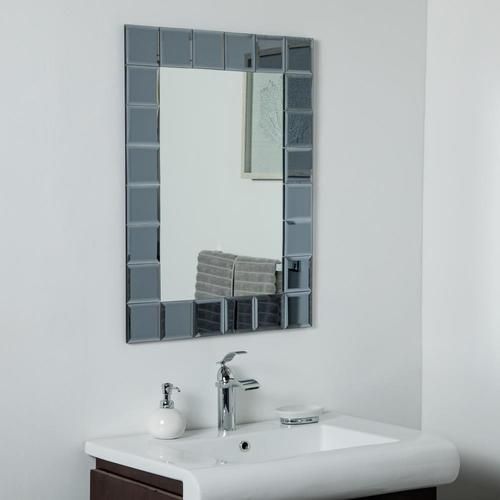 Decor Wonderland 23.6 In Silver Rectangular Frameless Bathroom Mirror With Regard To Frameless Cut Corner Vanity Mirrors (Photo 5 of 15)