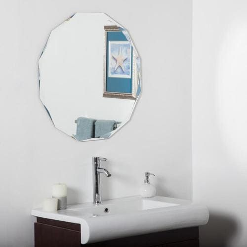 Decor Wonderland 27.6 In Round Frameless Bathroom Mirror In The Intended For Frameless Cut Corner Vanity Mirrors (Photo 4 of 15)