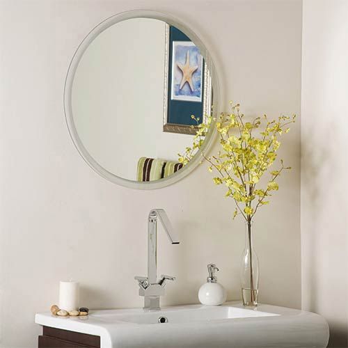 Decor Wonderland Contempo Round Frameless Bathroom Mirror Ssm440 | Bellacor For Round Frameless Bathroom Wall Mirrors (Photo 5 of 15)