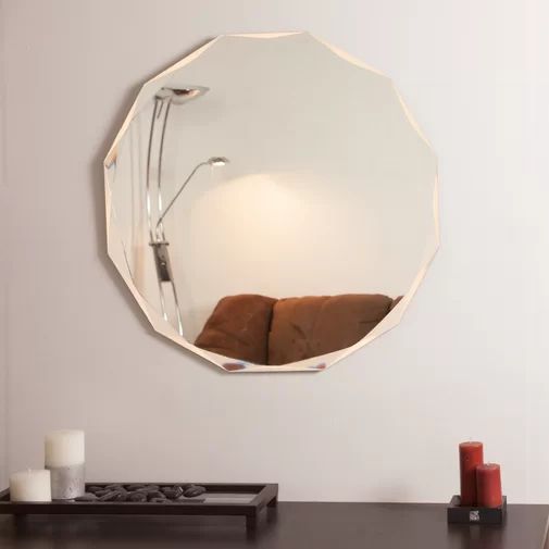 Decor Wonderland Frameless Diamond Wall Mirror & Reviews | Wayfair Intended For Round Frameless Bathroom Wall Mirrors (Photo 7 of 15)
