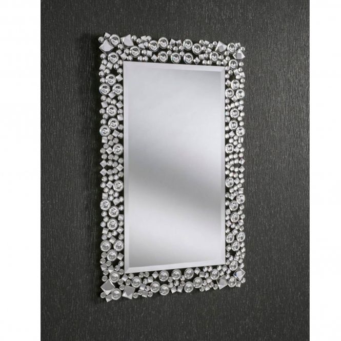 Decorative Crystal Rectangular Wall Mirror | Homesdirect365 Throughout Squared Corner Rectangular Wall Mirrors (View 11 of 15)