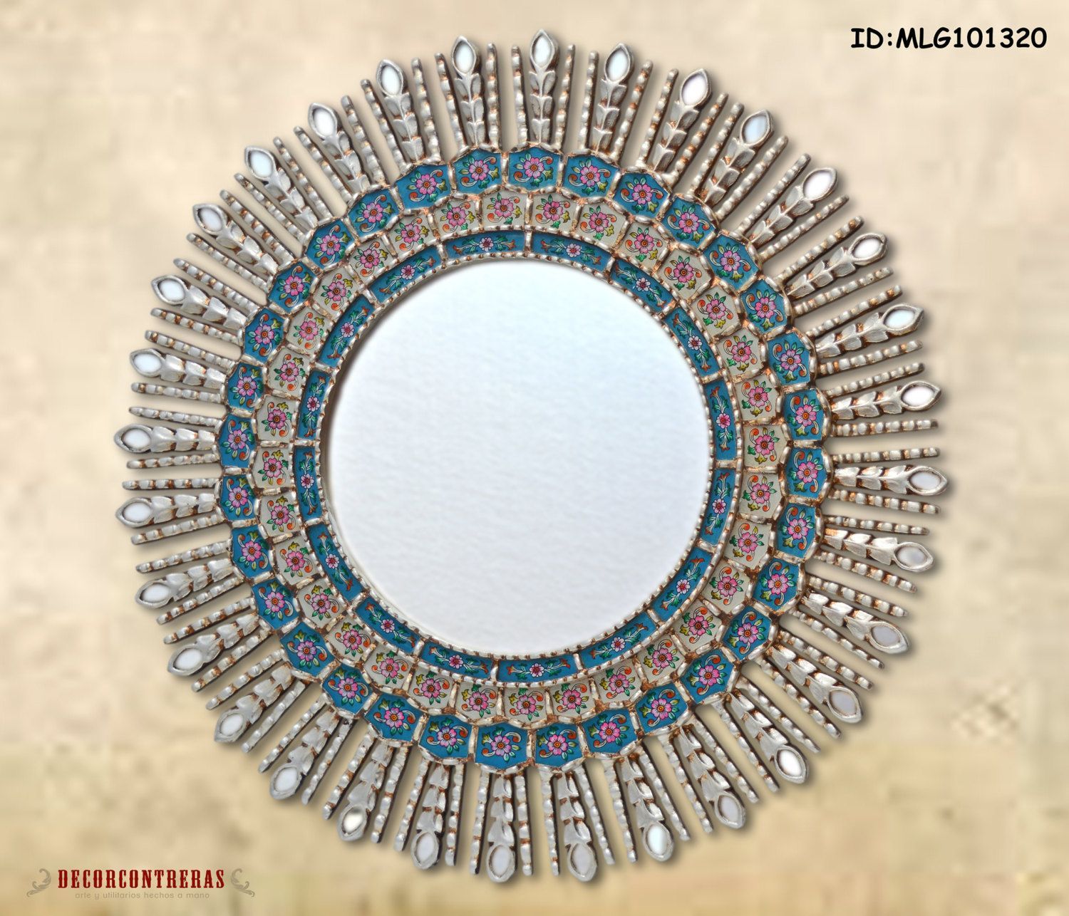 Decorative Silver Round Mirror 30inch, 'mistical Sunburst'  Wall Mirror For Leaf Post Sunburst Round Wall Mirrors (View 11 of 15)