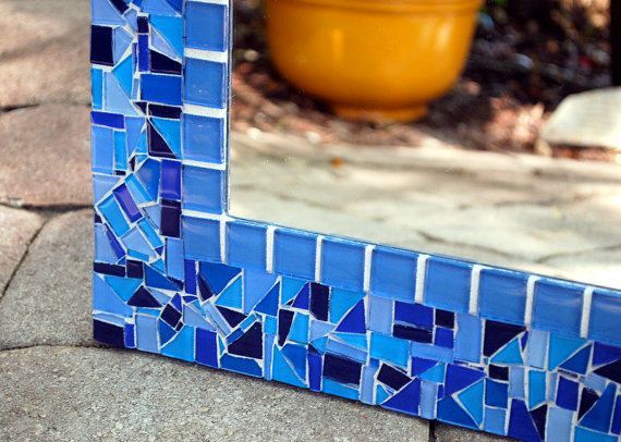 Decorative Wall Mirror Blue Mosaic Customgreenstreetmosaics, $250 In Blue Green Wall Mirrors (Photo 11 of 15)