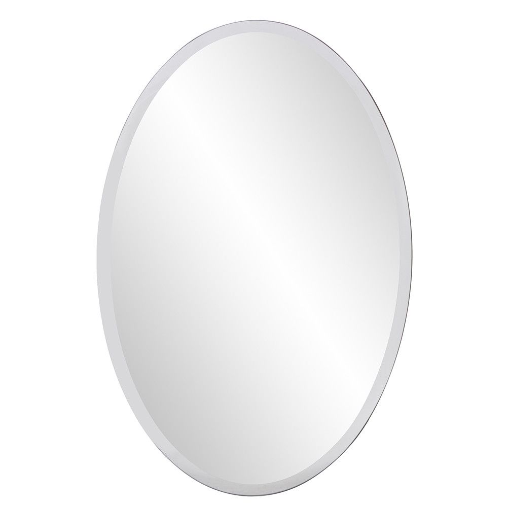 Delacora He 36002 Oval 36" X 24" Oval Beveled Frameless Contemporary Pertaining To Oval Beveled Wall Mirrors (View 10 of 15)