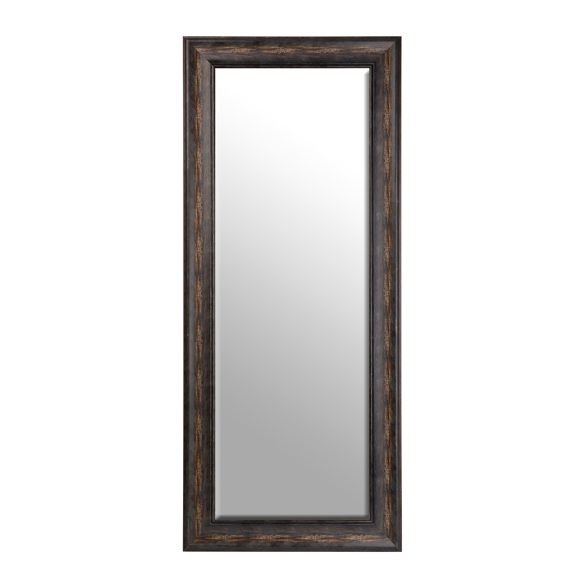 Distressed Black Framed Mirror, 33x79 In | How To Clean Mirrors Within Distressed Dark Bronze Wall Mirrors (Photo 10 of 15)