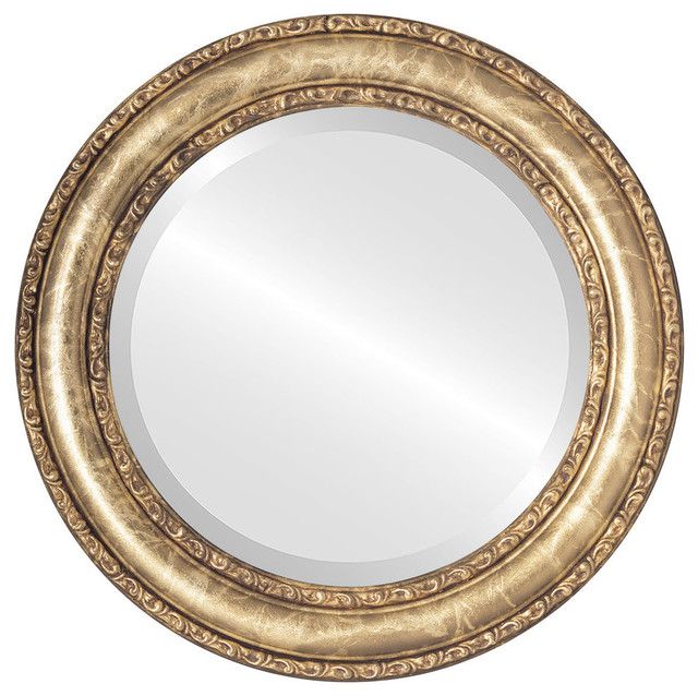 Dorset Framed Round Mirror In Champagne Gold – Traditional – Wall Inside Gold Rounded Corner Wall Mirrors (View 8 of 15)