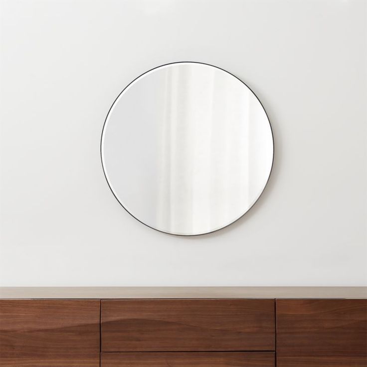 Edge Black Round 30" Wall Mirror + Reviews | Crate And Barrel | Mirror Inside Black Openwork Round Metal Wall Mirrors (View 12 of 15)