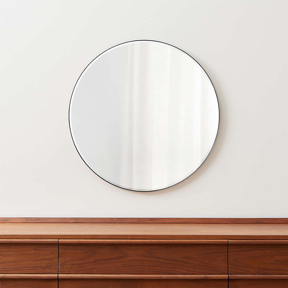 Edge Silver Round 30" Wall Mirror + Reviews | Crate And Barrel Canada Pertaining To Gold Black Rounded Edge Wall Mirrors (View 4 of 15)