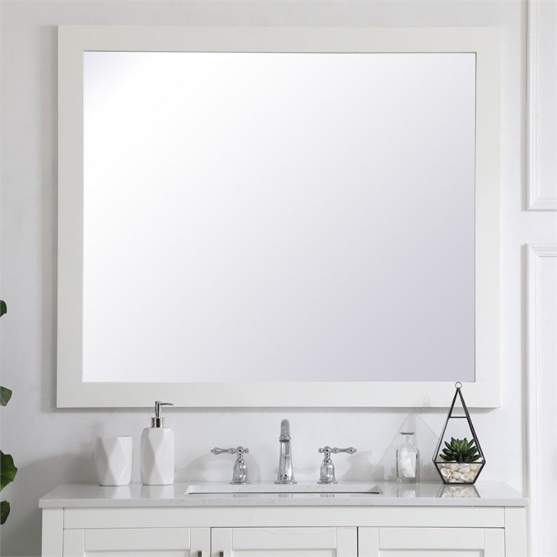 Elegant Decor Aqua 36" X 42" Wood Frame Bathroom Mirror In White With White Decorative Vanity Mirrors (View 6 of 15)