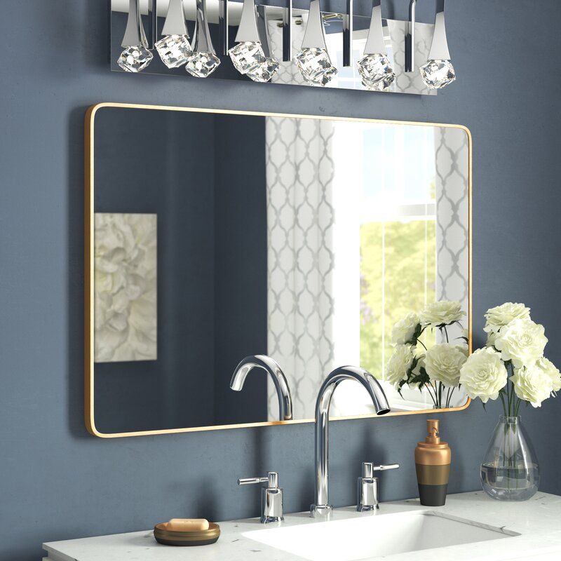 Everly Quinn Flippo Rectangular Round Corner Wall Mounted Bathroom In Rounded Edge Rectangular Wall Mirrors (View 5 of 15)