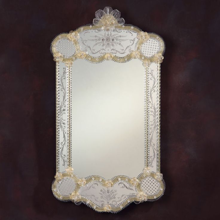 Exquisite Italian Murano Venetian Mirror With Hand Etched Border,gold Throughout Antique Gold Etched Wall Mirrors (View 13 of 15)