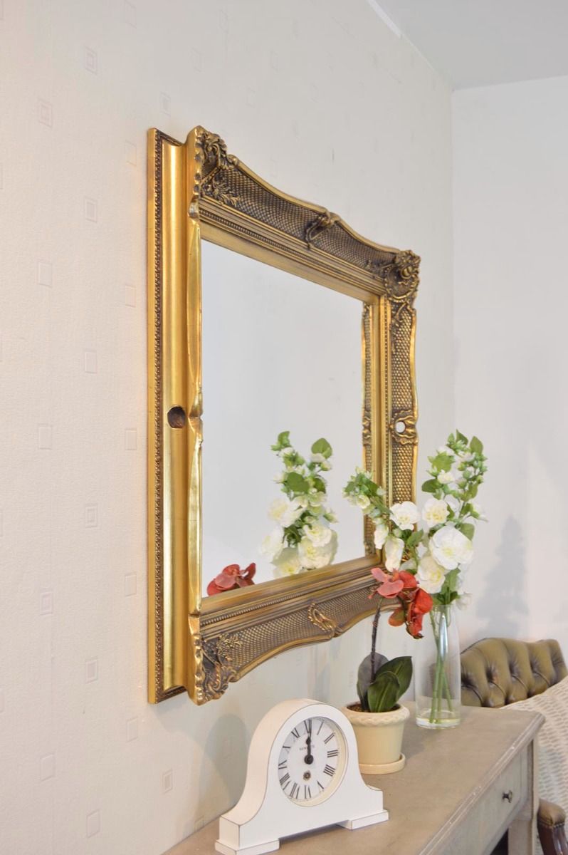 Extra Large Antique Style Gold Ornate Wood Wall Mirror 4ft X 3ft Throughout Gold Metal Framed Wall Mirrors (Photo 4 of 15)
