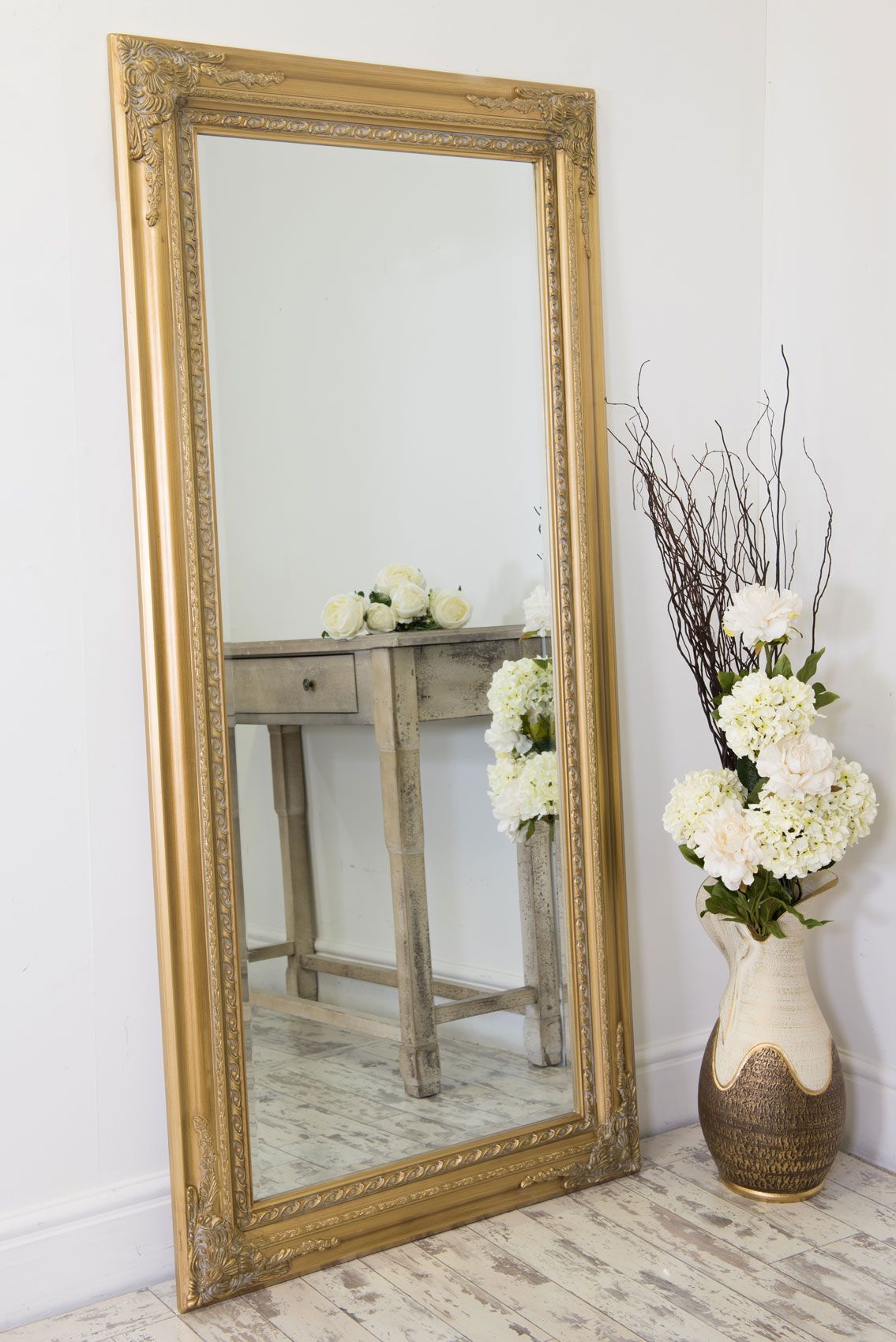 Extra Large Gold Antique Wall Mirror Full Length 5ft10 X 2ft10 178cm X In Antique Gold Scallop Wall Mirrors (View 15 of 15)