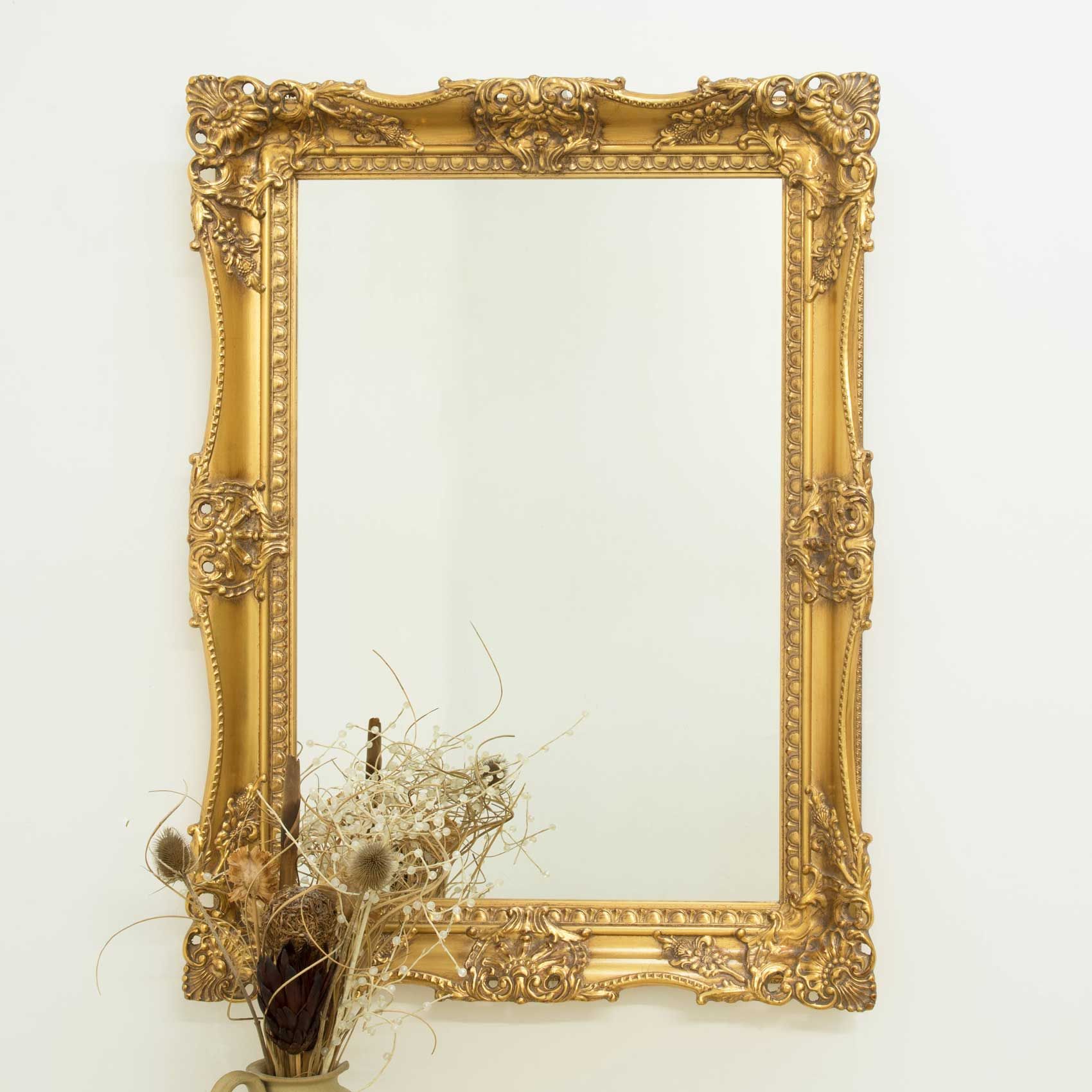 Extra Large Gold Ornate Vintage Wall Mirror 3ft1 X 2ft3, 94cm X 68cm Throughout Antique Aluminum Wall Mirrors (Photo 12 of 15)