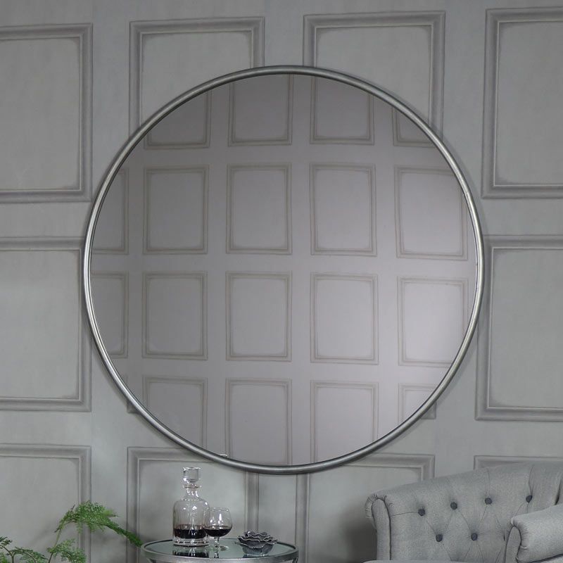 Extra Large Round Silver Wall Mirror 120cm X 120cm – Melody Maison® In Scalloped Round Modern Oversized Wall Mirrors (View 12 of 15)