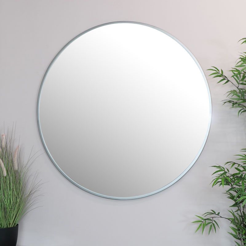 Extra Large Round Silver Wall Mirror 120cm X 120cm Pertaining To Scalloped Round Modern Oversized Wall Mirrors (Photo 2 of 15)