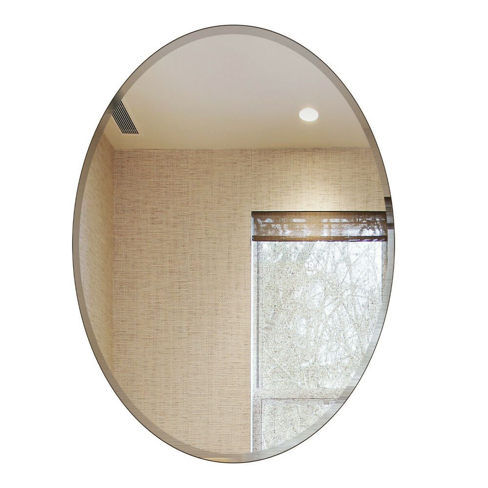 Fab Glass And Mirror Oval Beveled Polish Frameless Wall Mirror With In Frameless Tri Bevel Wall Mirrors (Photo 5 of 15)
