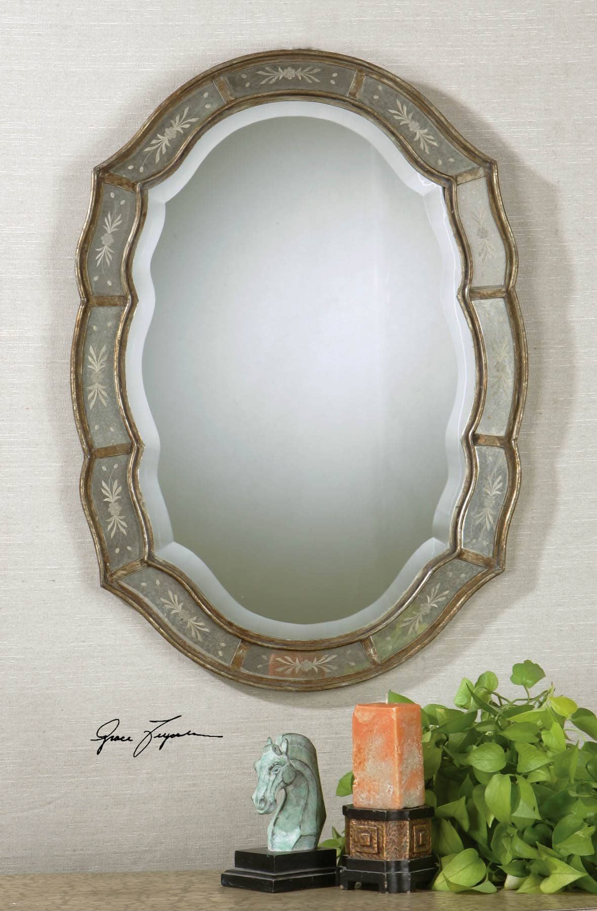 Fifi Etched Antique Gold Mirroruttermost With Regard To Antique Gold Etched Wall Mirrors (View 8 of 15)