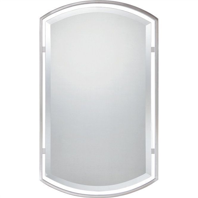 Floating Frame Rounded Rectangular Mirror | Brushed Nickel Mirror Inside Brushed Nickel Octagon Mirrors (Photo 1 of 15)