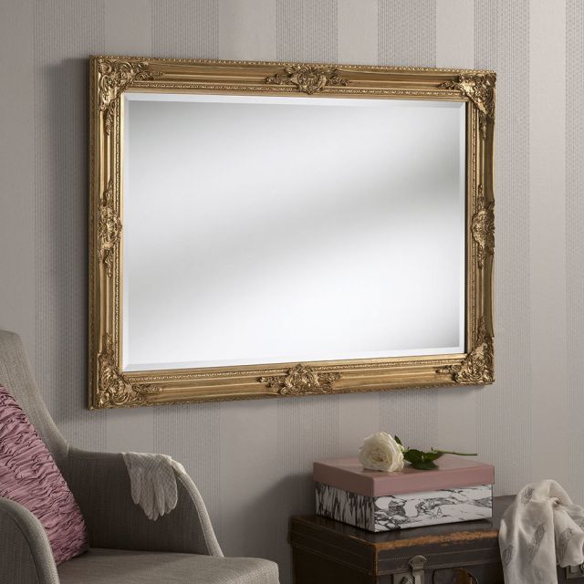 Florence Gold Leaner Mirror Full Lenght Wall Mirror French Style Slim Throughout Ultra Brushed Gold Rectangular Framed Wall Mirrors (View 15 of 15)