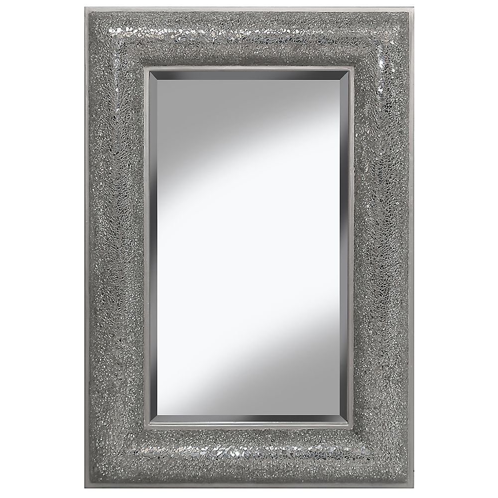 Framed Silver Mosaic Mirror Chunky Frame With Bevel Inside Rounded Cut Edge Wall Mirrors (View 9 of 15)