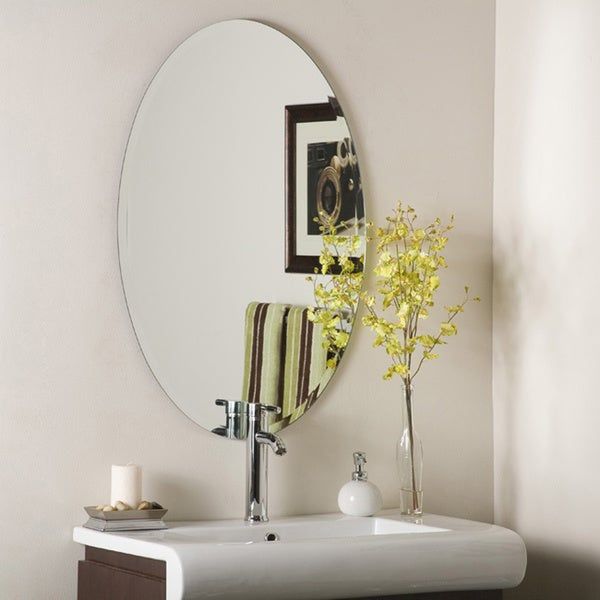 Frameless Oval Beveled Mirror – 11578104 – Overstock Shopping Throughout Frameless Tri Bevel Wall Mirrors (Photo 6 of 15)