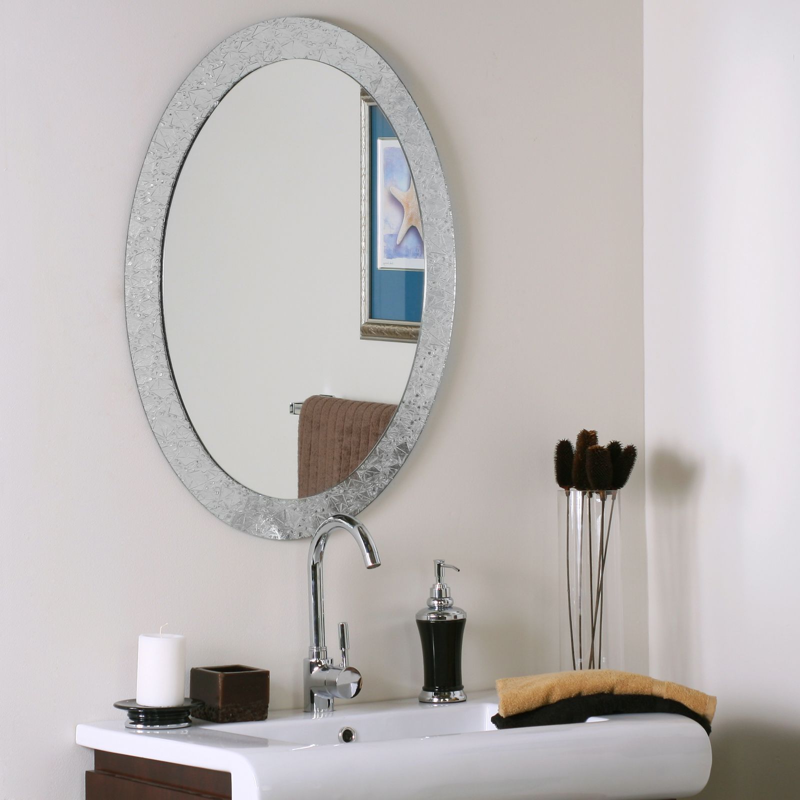 Frameless Oval Wall Mirror In Oval Mirrors With Oval Beveled Frameless Wall Mirrors (Photo 13 of 15)