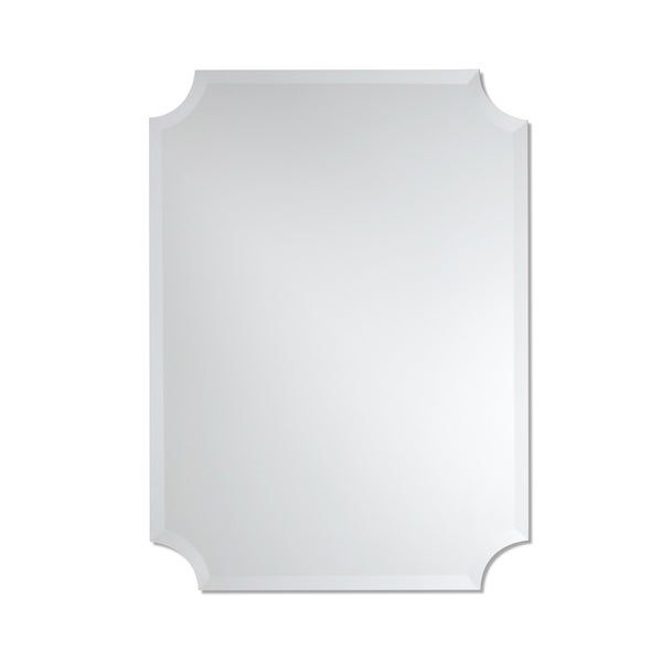 Frameless Rectangle Wall Mirror With Scalloped Corners – Free Shipping In Square Frameless Beveled Wall Mirrors (View 9 of 15)