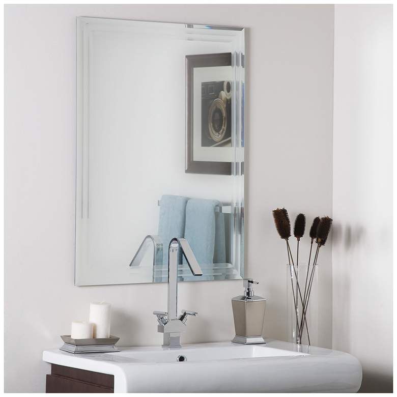 Frameless Tri Bevel 23 1/2" X 31 1/2" Wall Mirror – #58m44 | Lamps Plus With Double Crown Frameless Beveled Wall Mirrors (View 13 of 15)