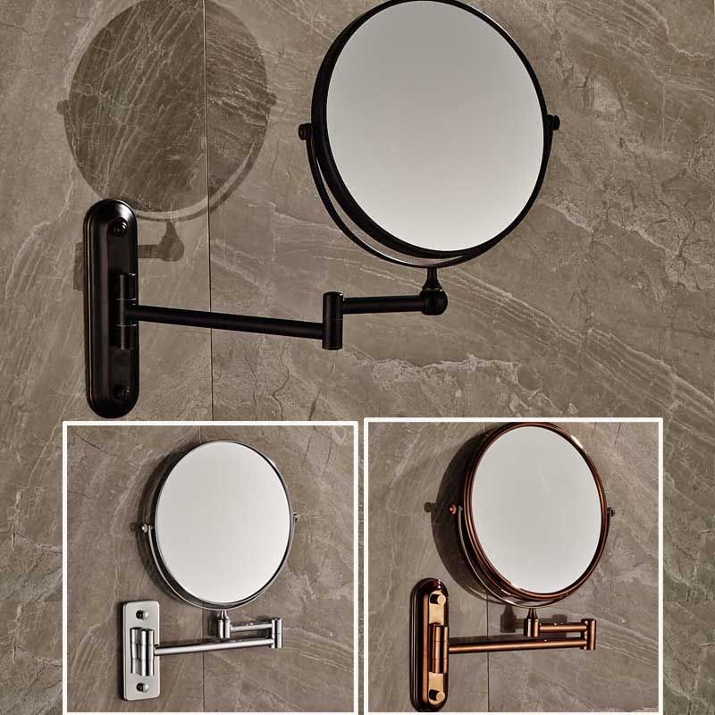 Free Shipping 8" Wall Mounted Round Magnifying Bathroom Mirror Brass For Round Bathroom Wall Mirrors (View 6 of 15)