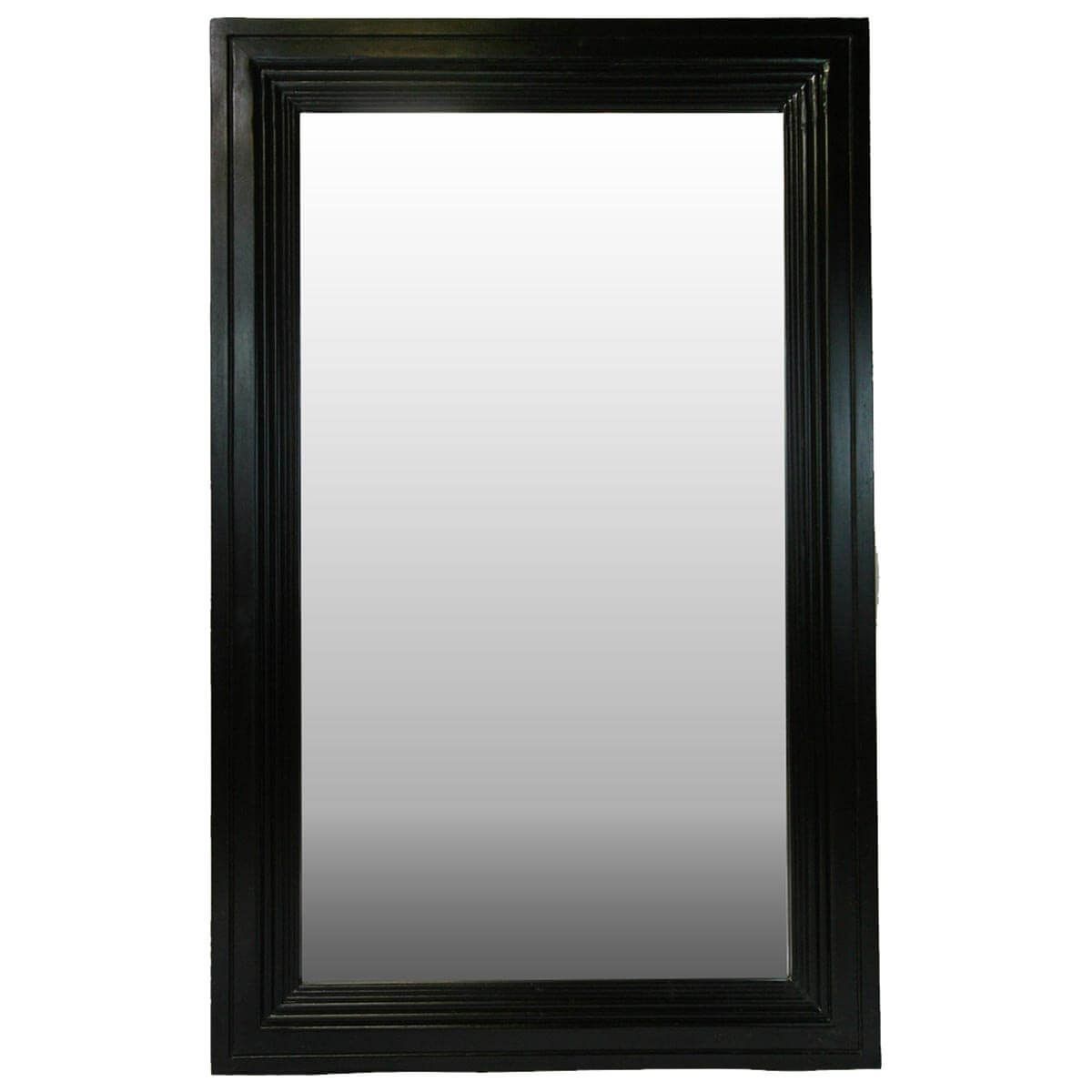 Frontier Rustic Acacia Wood Black Distressed Wall Mirror Frame Intended For Rustic Industrial Black Frame Wall Mirrors (Photo 3 of 15)