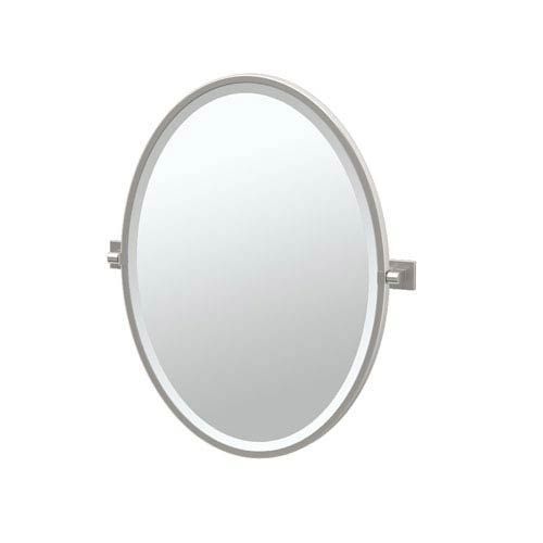 Gatco 4079f Elevate Framed Oval Mirror In Satin Nickel – Brushed With Polished Nickel Oval Wall Mirrors (View 3 of 15)
