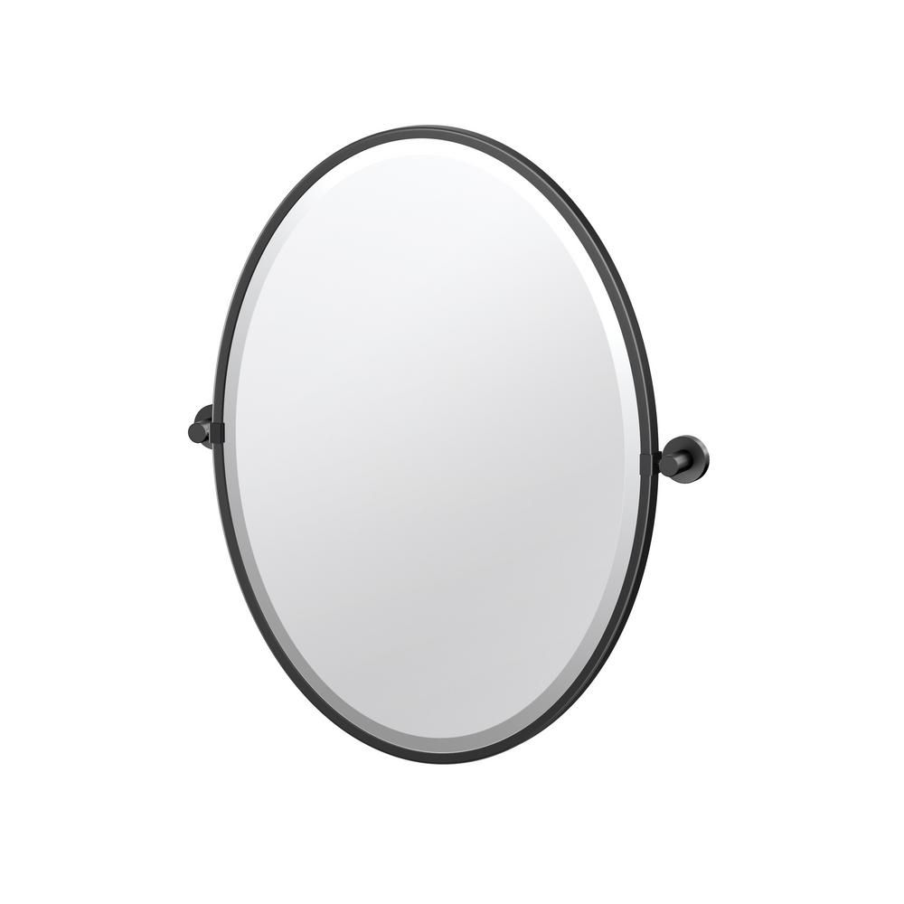 Gatco Glam 21 In. W X 28 In. H Framed Oval Mirror In Matte Black With Regard To Matte Black Metal Oval Wall Mirrors (Photo 1 of 15)