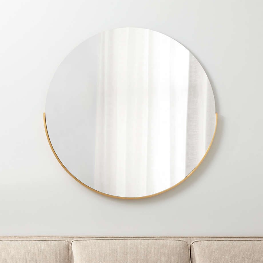 Gerald Large Round Gold Wall Mirror + Reviews | Crate And Barrel Within Scalloped Round Modern Oversized Wall Mirrors (Photo 1 of 15)