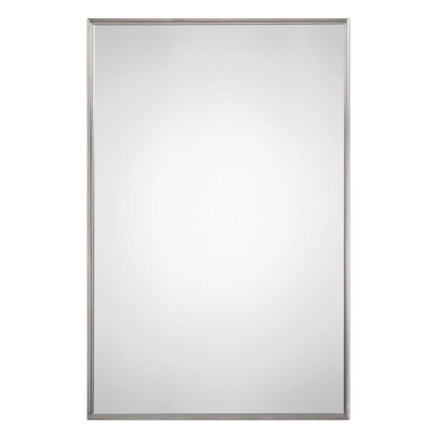 Global Direct 36 In L X 24 In W Brushed Stainless Steel Framed Wall Throughout Drake Brushed Steel Wall Mirrors (View 11 of 15)